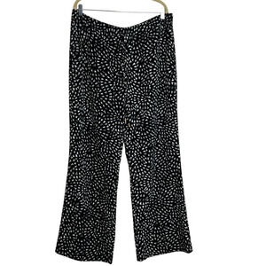 Mossimo Womens Wide Leg Pants Size XL Black White Abstract Print Pull On Pockets